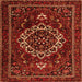 Round Machine Washable Medallion Orange Traditional Area Rugs, wshtr1498org