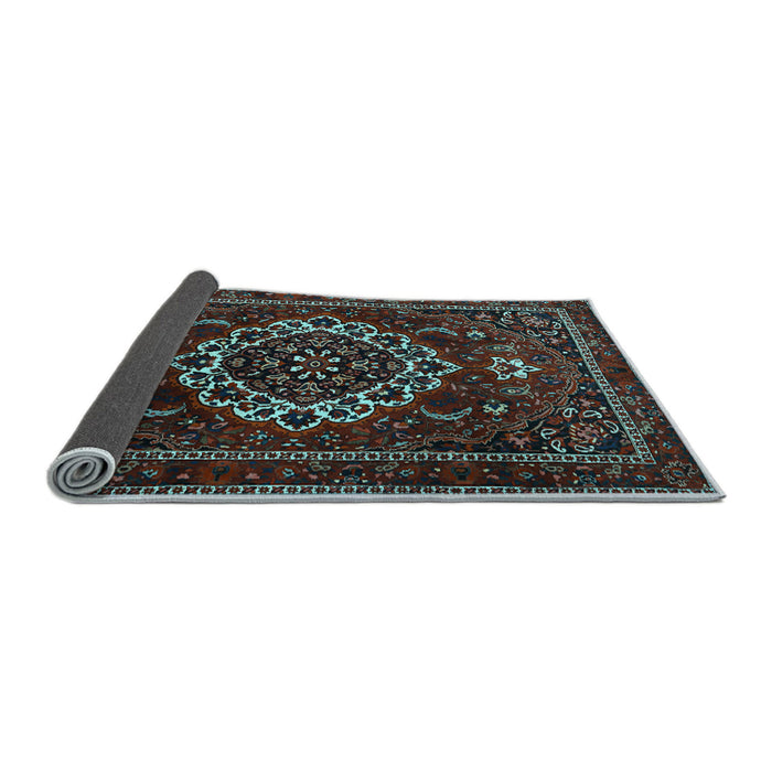 Sideview of Medallion Light Blue Traditional Rug, tr1498lblu