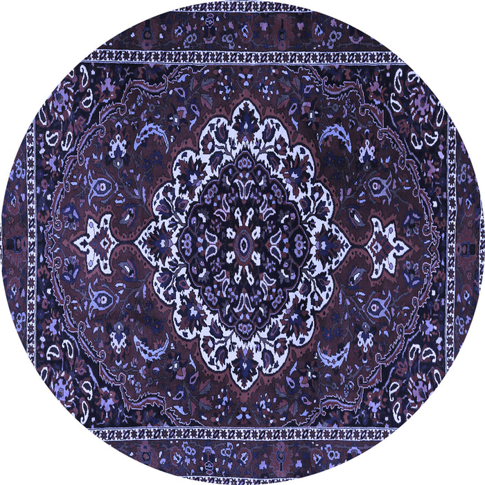 Round Medallion Blue Traditional Rug, tr1498blu