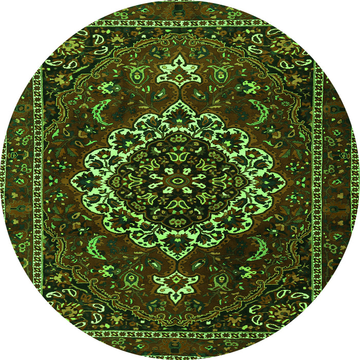 Square Medallion Green Traditional Rug, tr1498grn