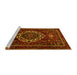 Sideview of Machine Washable Medallion Yellow Traditional Rug, wshtr1498yw