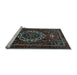 Sideview of Machine Washable Medallion Light Blue Traditional Rug, wshtr1498lblu