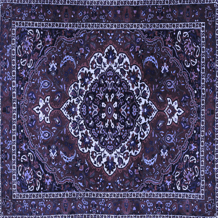 Square Medallion Blue Traditional Rug, tr1498blu