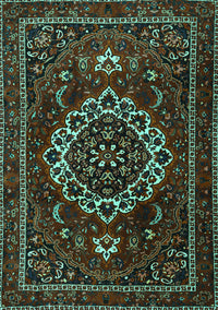 Medallion Turquoise Traditional Rug, tr1498turq