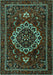 Medallion Turquoise Traditional Rug, tr1498turq