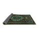 Sideview of Medallion Turquoise Traditional Rug, tr1498turq