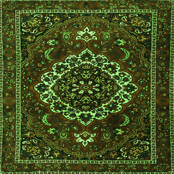 Serging Thickness of Medallion Green Traditional Rug, tr1498grn