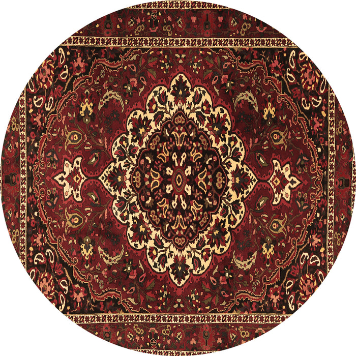 Round Medallion Brown Traditional Rug, tr1498brn