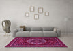 Machine Washable Medallion Pink Traditional Rug in a Living Room, wshtr1498pnk