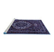 Sideview of Machine Washable Medallion Blue Traditional Rug, wshtr1498blu