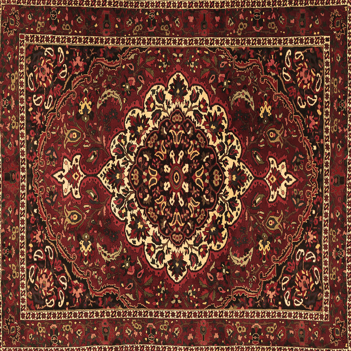 Square Machine Washable Medallion Brown Traditional Rug, wshtr1498brn