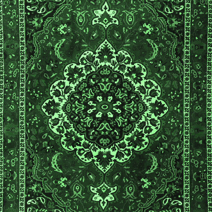 Machine Washable Medallion Emerald Green Traditional Area Rugs, wshtr1498emgrn