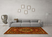 Machine Washable Medallion Yellow Traditional Rug in a Living Room, wshtr1498yw