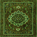 Round Machine Washable Medallion Green Traditional Area Rugs, wshtr1498grn