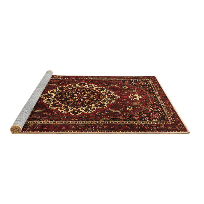 Sideview of Machine Washable Medallion Brown Traditional Rug, wshtr1498brn