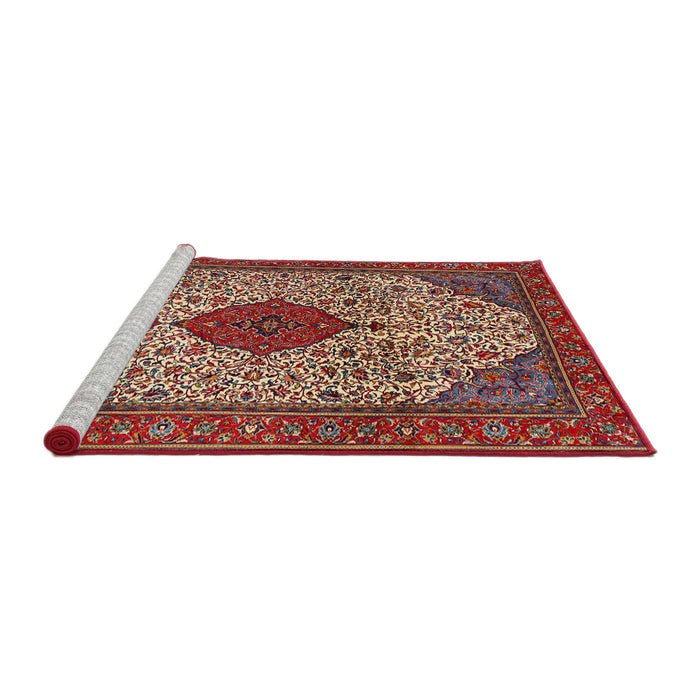 Sideview of Machine Washable Traditional Tomato Red Rug, wshtr1499