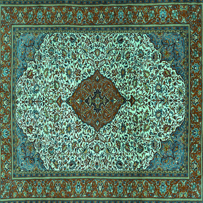 Square Machine Washable Persian Turquoise Traditional Area Rugs, wshtr1499turq