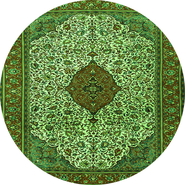 Square Persian Green Traditional Rug, tr1499grn