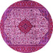 Round Machine Washable Persian Pink Traditional Rug, wshtr1499pnk