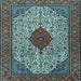 Square Machine Washable Persian Light Blue Traditional Rug, wshtr1499lblu