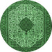 Round Persian Emerald Green Traditional Rug, tr1499emgrn