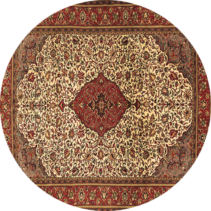 Round Machine Washable Persian Brown Traditional Rug, wshtr1499brn