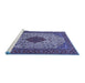 Sideview of Machine Washable Persian Blue Traditional Rug, wshtr1499blu