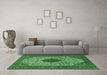 Machine Washable Persian Emerald Green Traditional Area Rugs in a Living Room,, wshtr1499emgrn