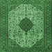 Square Machine Washable Persian Emerald Green Traditional Area Rugs, wshtr1499emgrn