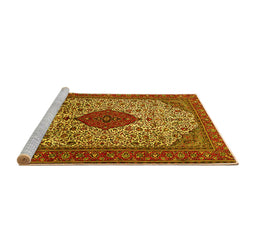 Sideview of Machine Washable Persian Yellow Traditional Rug, wshtr1499yw