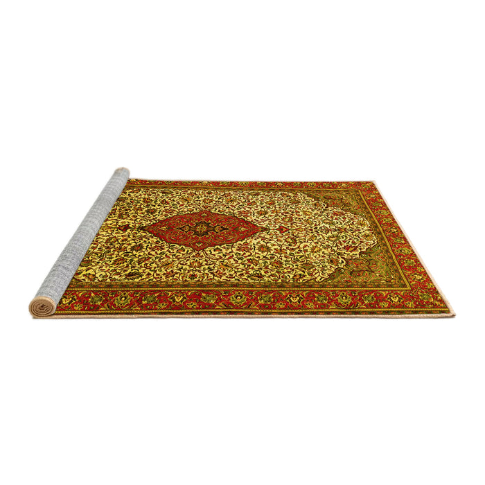 Sideview of Machine Washable Persian Yellow Traditional Rug, wshtr1499yw