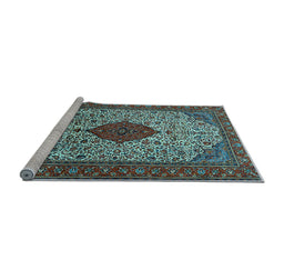Sideview of Machine Washable Persian Light Blue Traditional Rug, wshtr1499lblu
