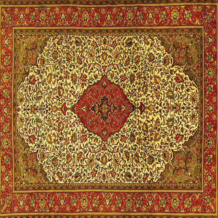 Square Machine Washable Persian Yellow Traditional Rug, wshtr1499yw