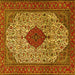 Square Machine Washable Persian Yellow Traditional Rug, wshtr1499yw