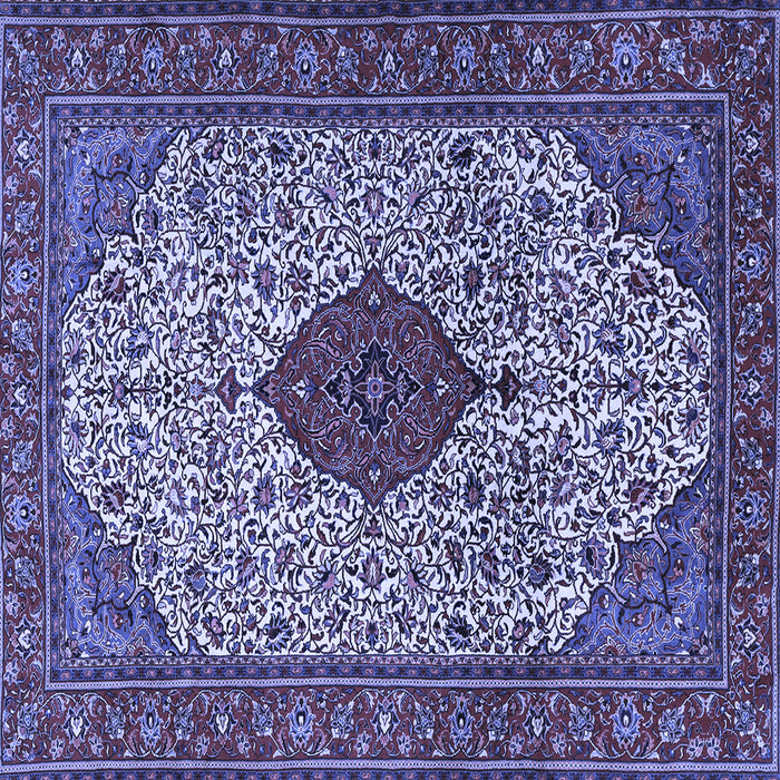 Square Machine Washable Persian Blue Traditional Rug, wshtr1499blu