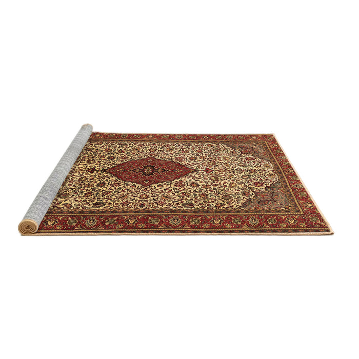 Sideview of Machine Washable Persian Brown Traditional Rug, wshtr1499brn
