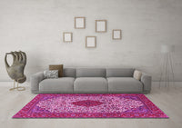 Machine Washable Persian Pink Traditional Rug, wshtr1499pnk