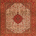 Round Machine Washable Persian Orange Traditional Area Rugs, wshtr1499org