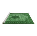 Sideview of Machine Washable Persian Emerald Green Traditional Area Rugs, wshtr1499emgrn