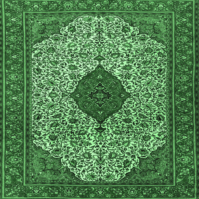 Square Persian Emerald Green Traditional Rug, tr1499emgrn