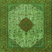 Round Machine Washable Persian Green Traditional Area Rugs, wshtr1499grn