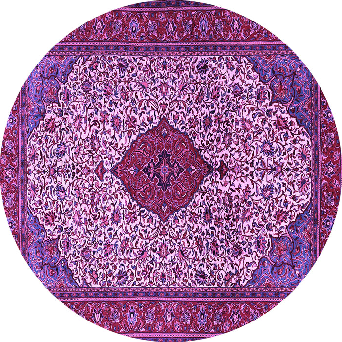 Round Machine Washable Persian Purple Traditional Area Rugs, wshtr1499pur