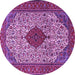 Round Machine Washable Persian Purple Traditional Area Rugs, wshtr1499pur