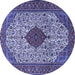 Round Machine Washable Persian Blue Traditional Rug, wshtr1499blu