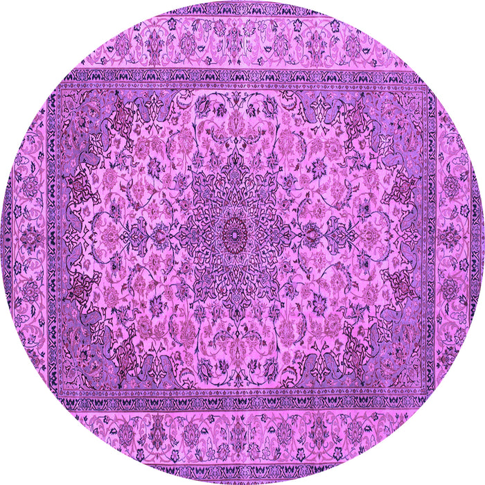Round Medallion Purple Traditional Rug, tr149pur