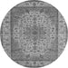 Machine Washable Medallion Gray Traditional Rug, wshtr149gry