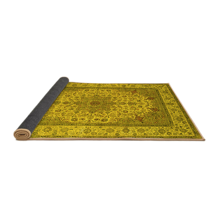 Sideview of Medallion Yellow Traditional Rug, tr149yw