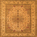 Serging Thickness of Medallion Orange Traditional Rug, tr149org