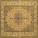 Square Machine Washable Medallion Brown Traditional Rug, wshtr149brn