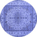 Round Medallion Blue Traditional Rug, tr149blu